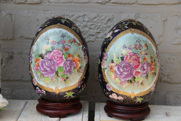 Vintage pair cloisonne chinese eggs