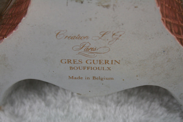 Belgian signed Guerin marked clock pottery faience putti cherubs  urns