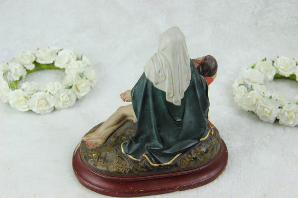 Antique chalkware piete madonna mary statue belgian 1900