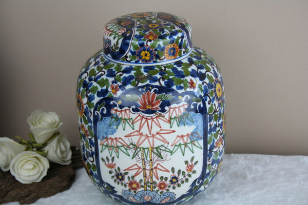 Gorgeous  makkum tichelaar pottery floral tobacco lidded jar marked