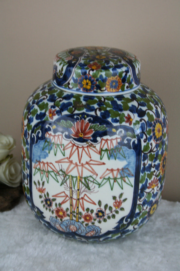 Gorgeous  makkum tichelaar pottery floral tobacco lidded jar marked