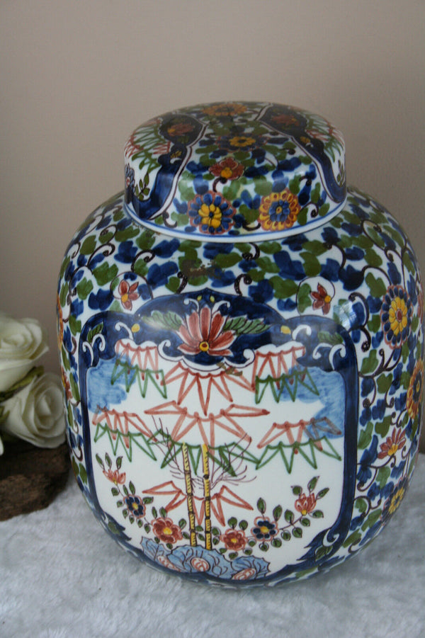 Gorgeous  makkum tichelaar pottery floral tobacco lidded jar marked