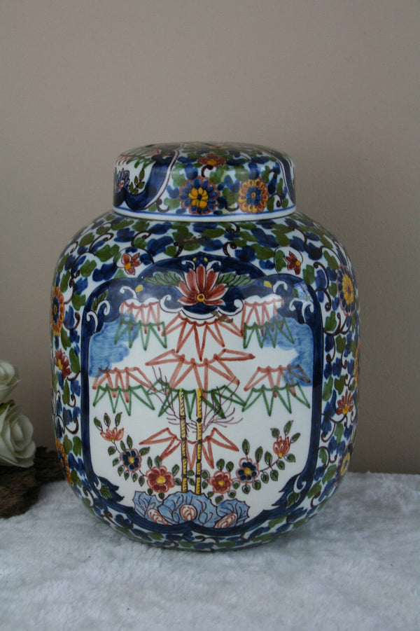 Gorgeous  makkum tichelaar pottery floral tobacco lidded jar marked