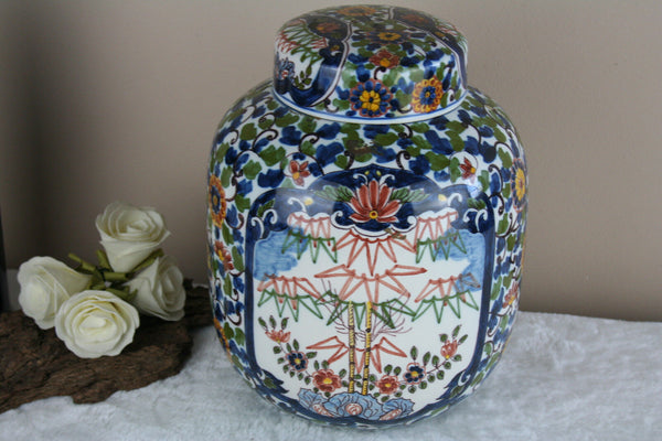 Gorgeous  makkum tichelaar pottery floral tobacco lidded jar marked