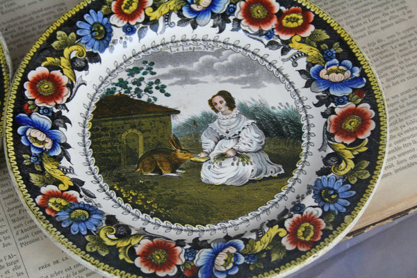 Set of 3 Rare Porcelain hand paint plates marked collection pieces French 1930