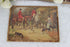 Antique French 1900 french hunting fox dogs horses chromo litho plaque marked