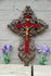 Antique German black forest wood carved crucifix cross religious