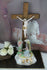 Antique Porcelain bisque Holy water font Calvary Crucifix Christ religious 1900