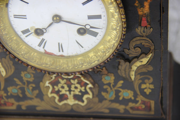 Antique French NAPOLEON III mantel clock inlaid 1880