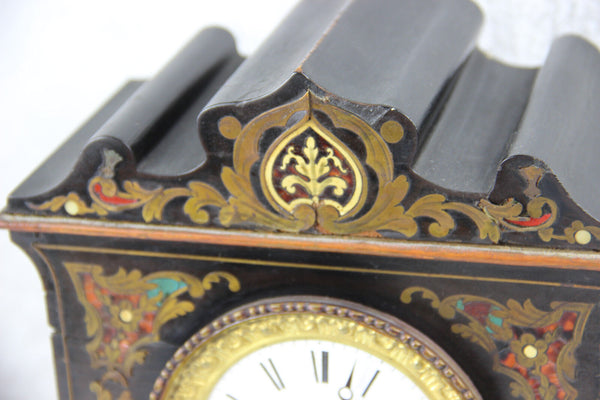 Antique French NAPOLEON III mantel clock inlaid 1880