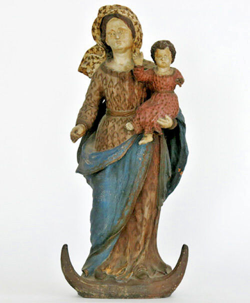 Spanish Baroque 18th c XXL  Terracotta Madonna with child statue polychrome