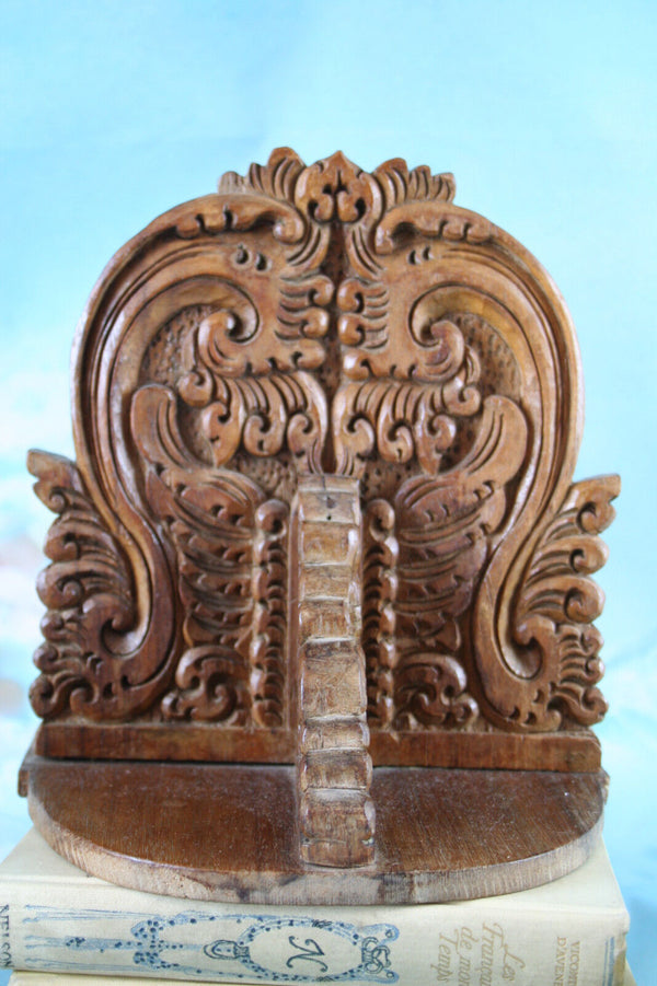 Pair German wood carved book ends 1950