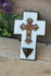 Antique French marble stone Cloisonne enamel Crucifix holy water font religious