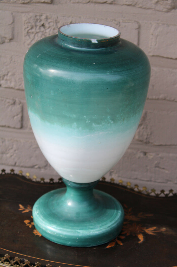 Antique french opaline glass Vase with couple birds romantic