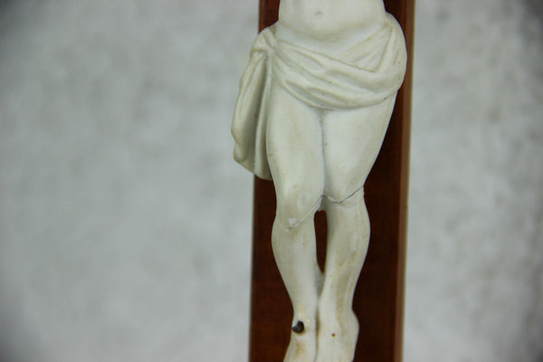 Antique Religious vieux paris  porcelain Crucifix Cross christ Mary magdalena