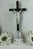 Antique Religious vieux paris  porcelain Crucifix Cross christ magdalena mary