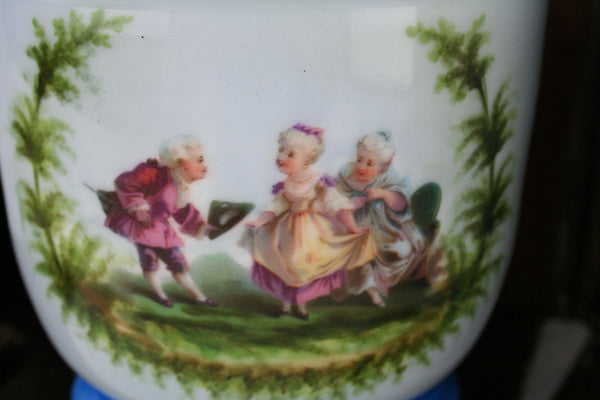 Gorgeous French PAIR planters jardiniere romantic victorian scenes 1970's