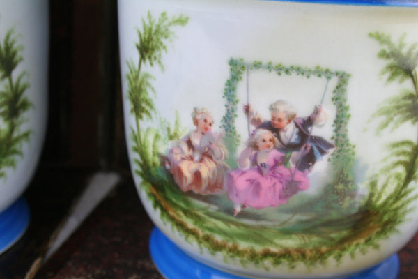 Gorgeous French PAIR planters jardiniere romantic victorian scenes 1970's