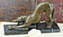 French BRONZE ART DECO signed CARVIN Stamped Greyhoud Whippet marble base