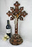 Antique XL  French 1900 Tramp art folkloric handwork crucifix religious