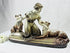 ART DECO Belgian chalkware lady with dogs sculpture statue 1930