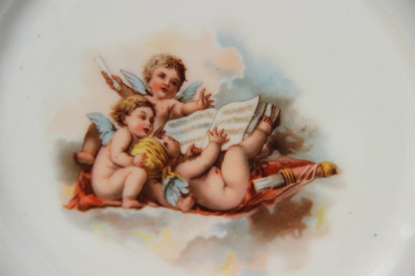 PAIR French LIMOGES marked porcelain putti angels romantic plates