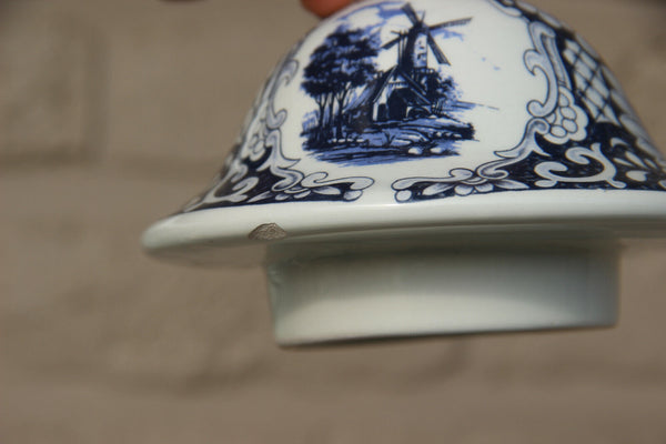 Set 3 Vintage DELFT blue white pottery Mill landscape dutch Vases mantel