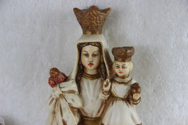 Antique Flemish OLV BOOM Madonna religious statue figurine Chalkware Rare