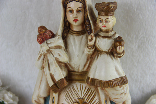 Antique Flemish OLV BOOM Madonna religious statue figurine Chalkware Rare