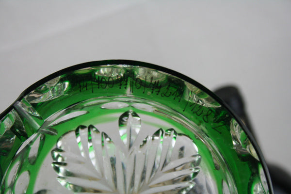 Luxury CRYSTAL ashtray Bohemia bohemian marked czech green coloured rare model