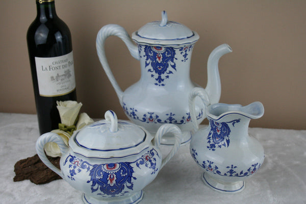 60's VTG French ROUEN signed pottery tea coffee set