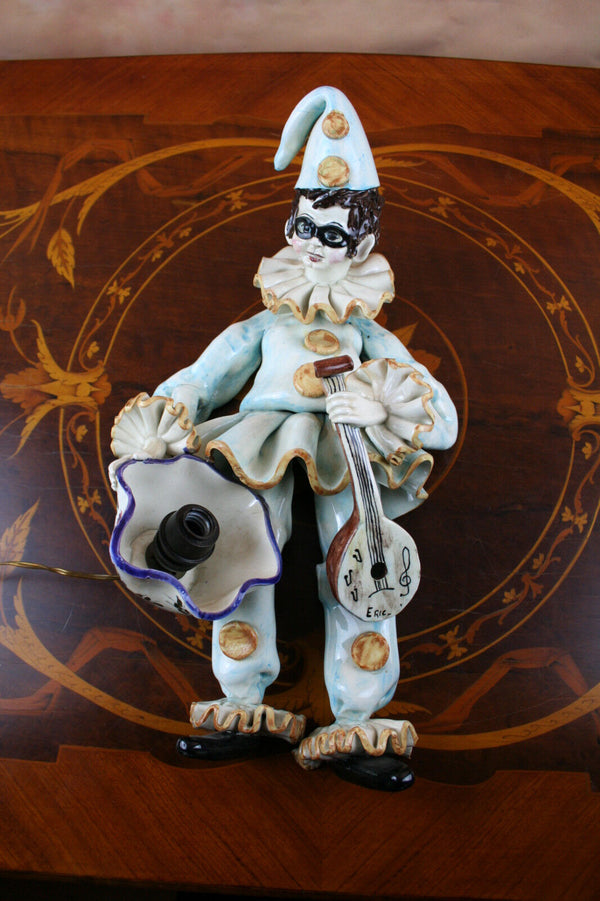 RARE mid century   PULCINELLA figurine ceramic Wall light sconce clown Venetian