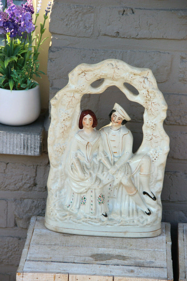 LARGE Antique STAFFORDSHIRE pottery Statue figurine romantic group