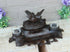 Antique German black forest wood carved bird inkwell desk