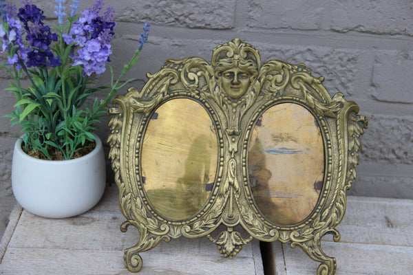 Bronze Antique picture photo frame putti head