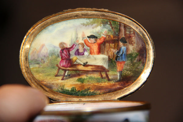 Rare Antique German 18thc porcelain Tabatiere snuff box ducks Victorian