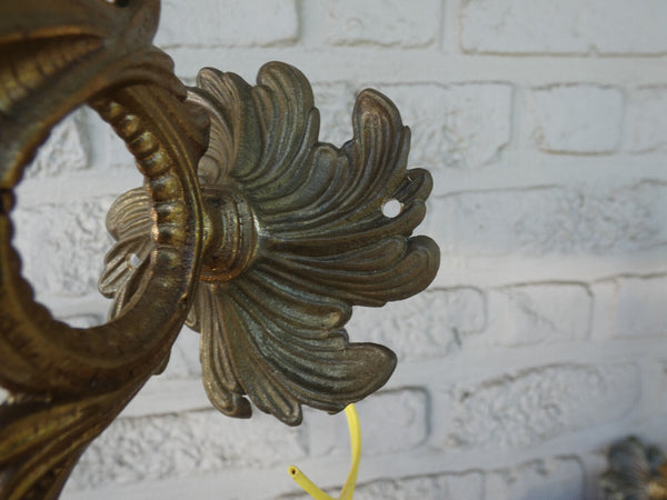 PAIR vintage brass dragon wall lights sconces 1960