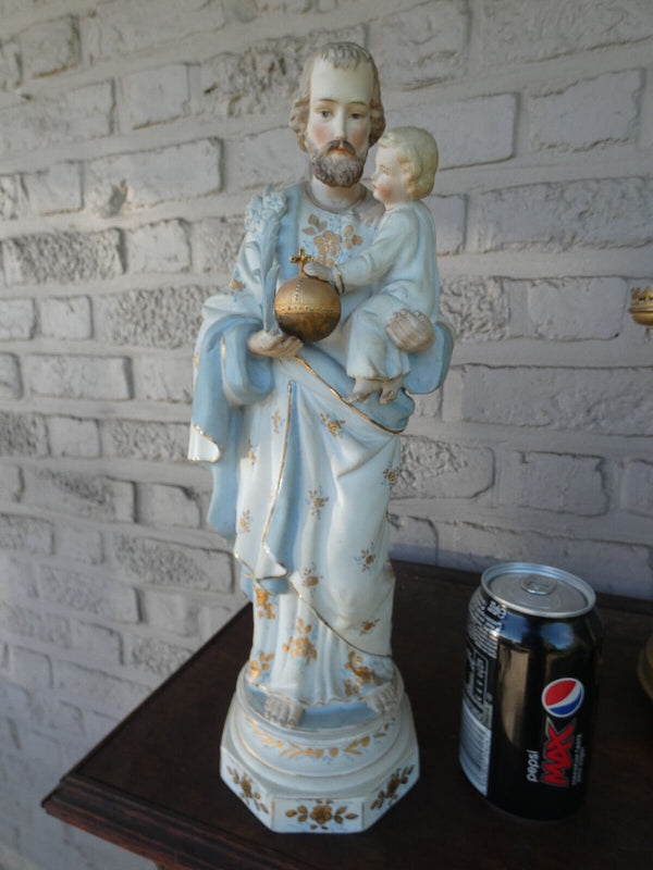 Antique German bisque porcelain saint joseph  statue