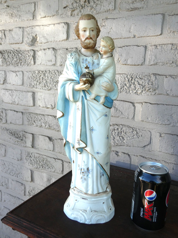 Antique german GRAFENTHAL marked porcelain saint joseph statue