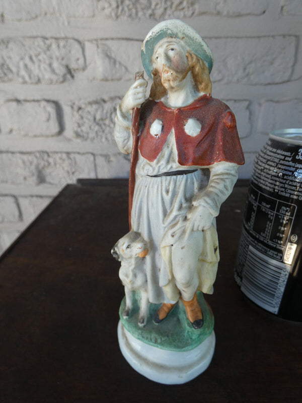 Antique German bisque porcelain saint roch dog statue figurine