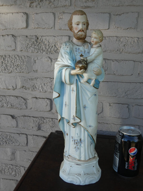 Antique german GRAFENTHAL marked porcelain saint joseph statue