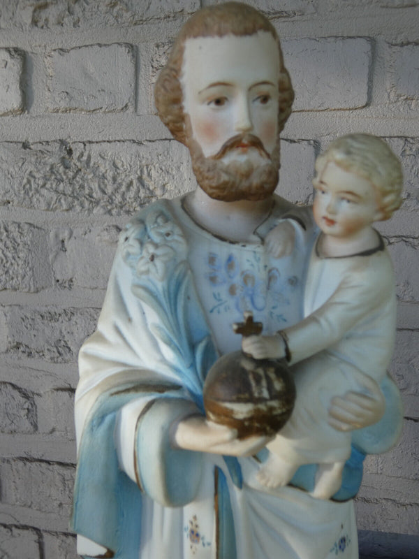 Antique german GRAFENTHAL marked porcelain saint joseph statue