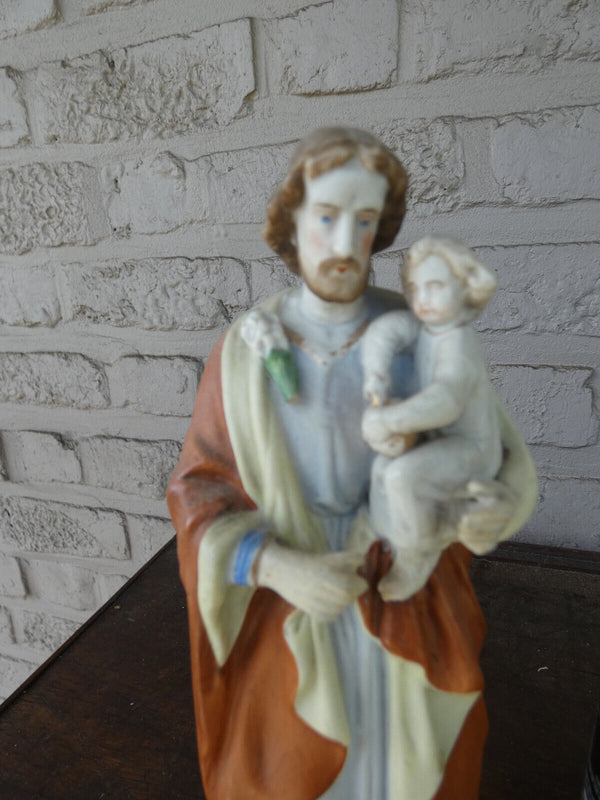 Vintage vieux paris porcelain saint joseph figurine statue