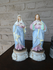 PAIR antique vieux andenne bisque porcelain sacred heart mary jesus statue