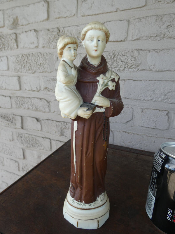 Antique German bisque porcelain saint anthony statue figurine