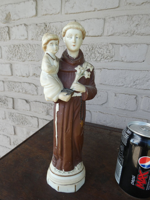 Antique German bisque porcelain saint anthony statue figurine