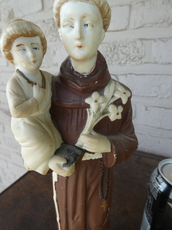 Antique German bisque porcelain saint anthony statue figurine