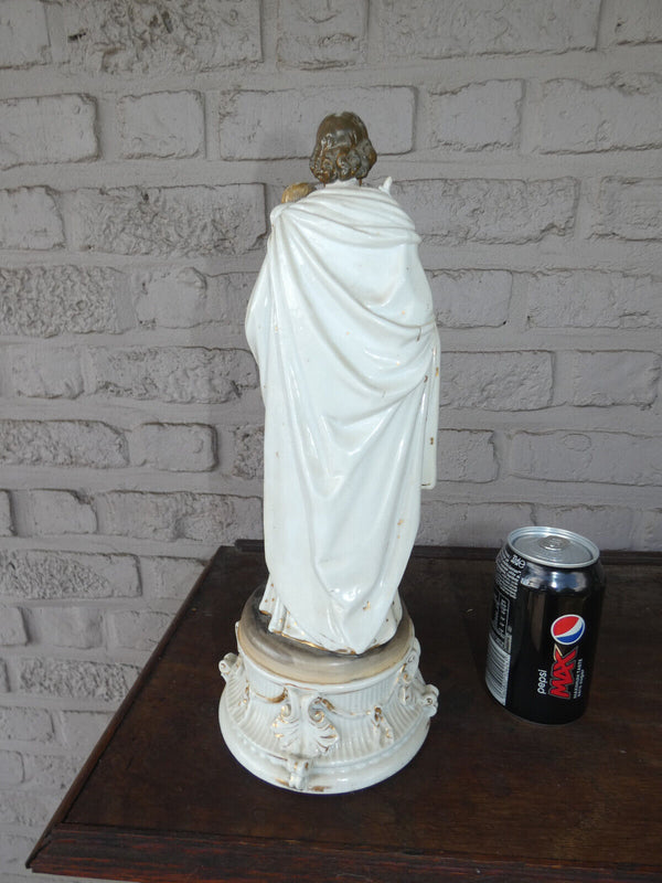 Antique Large vieux paris porcelain Saint joseph jesus figurine statue religious