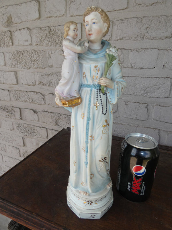 Vintage  German bisque porcelain saint anthony statue
