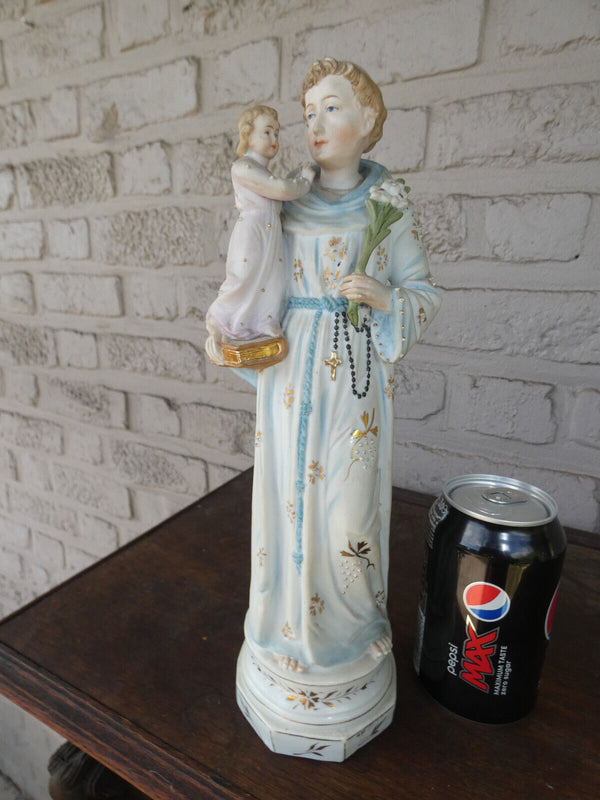 Vintage  German bisque porcelain saint anthony statue